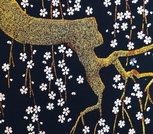 真作】【WISH】並木恒延「春望」漆絵 8号 螺鈿細工 共シール 真作】【WISH】並木恒延「春望」漆絵 8号 螺鈿細工 共シール