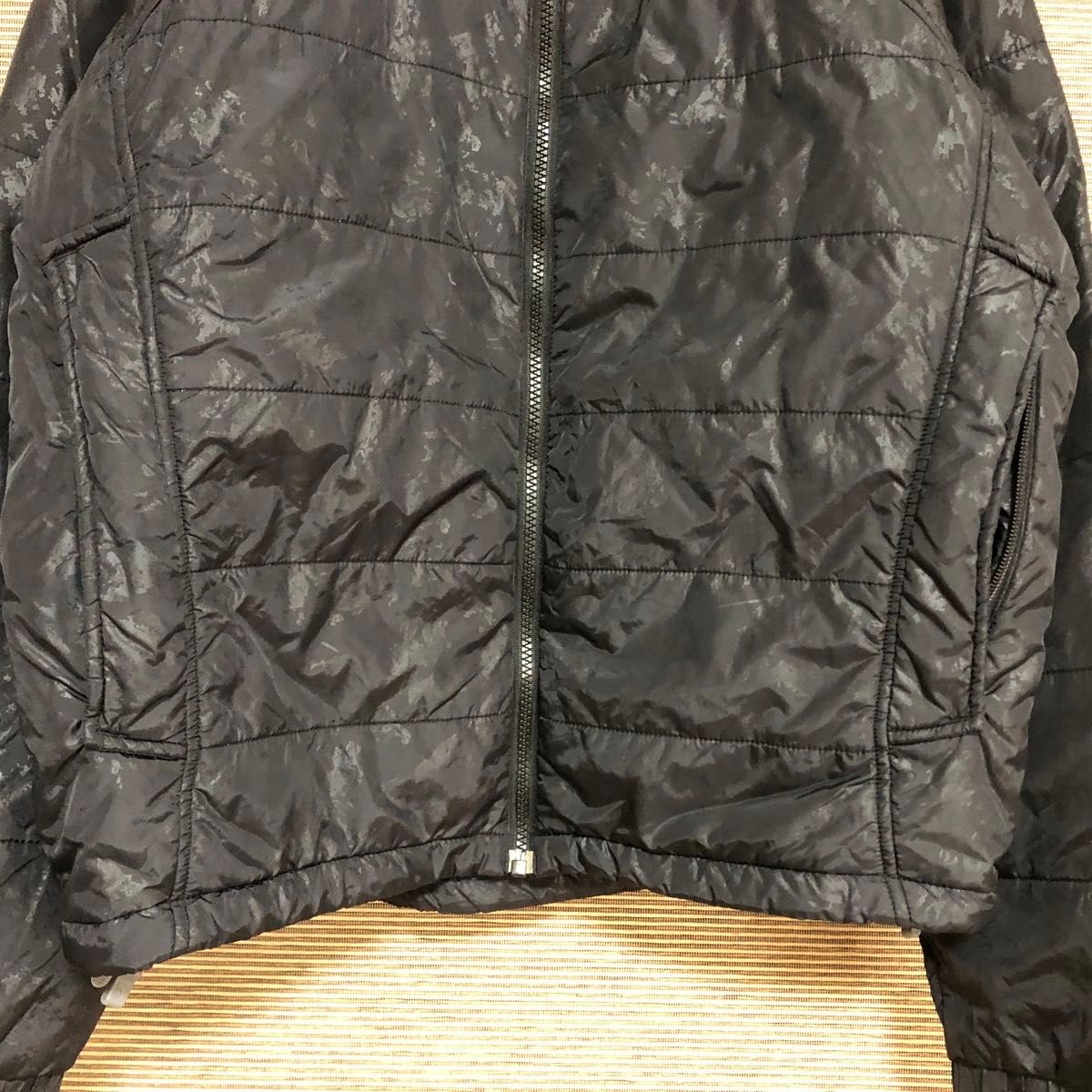 ノースフェイス 中綿ジャケット　総柄　ヘリコプター　ペイズリー　黒ブラック　Lサイズ　刺繍ワンポイント　インナーダウン　25k