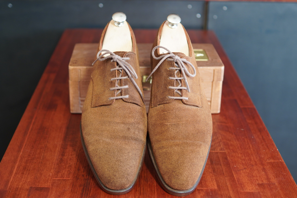 クロケットジョーンズ◆Crockett&Jones◆BARKSTON◆7.5D◆25.5～26㎝相当◆茶◆ブラウン◆スエード◆ハンドグレード◆英国【袋付き】_画像2