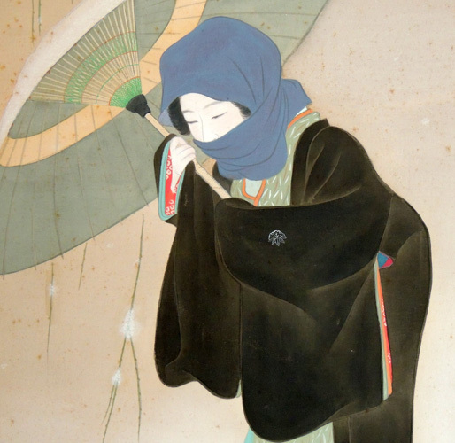 「真作」日本画 ◆ 柴田翠坡 ◆ 肉筆美人画 絹本掛軸「 幾松美人 」合わせ箱_画像5
