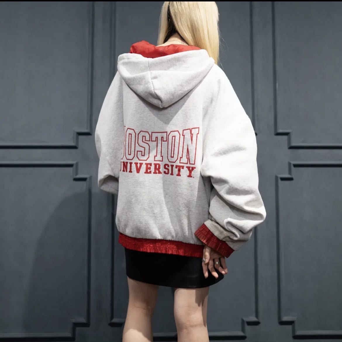 USA VINTAGE BACK COLLEGE PRINT RIVERSIBLE DESIGN HOODIE/アメリカ古着カレッジプリントリバーシブルデザインフーディ(パーカー)