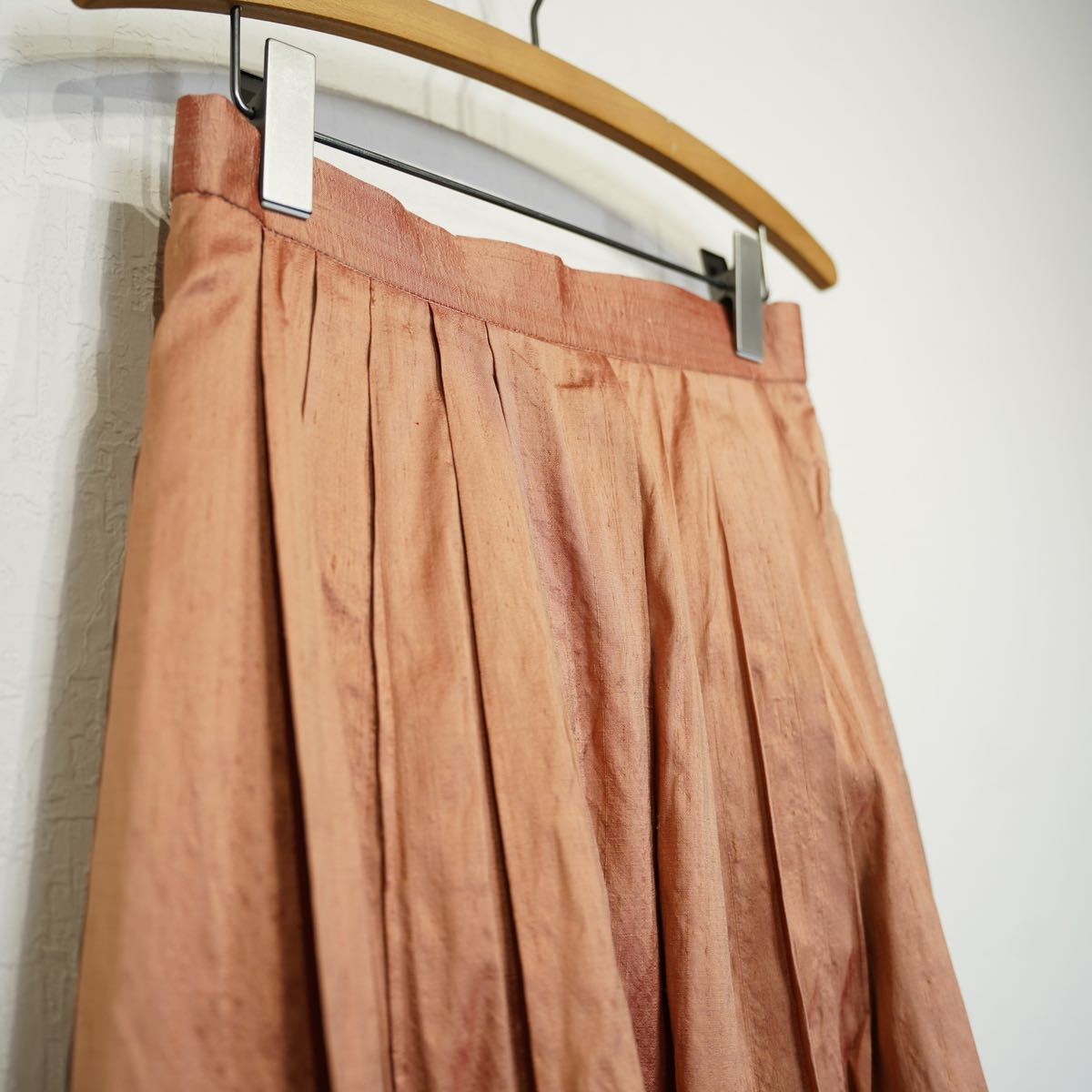 EU VINTAGE INZY DESIGN SILK PLEATES DESIGN LONG SKIRT/ヨーロッパ古着シルクプリーツデザインロングスカート_画像7