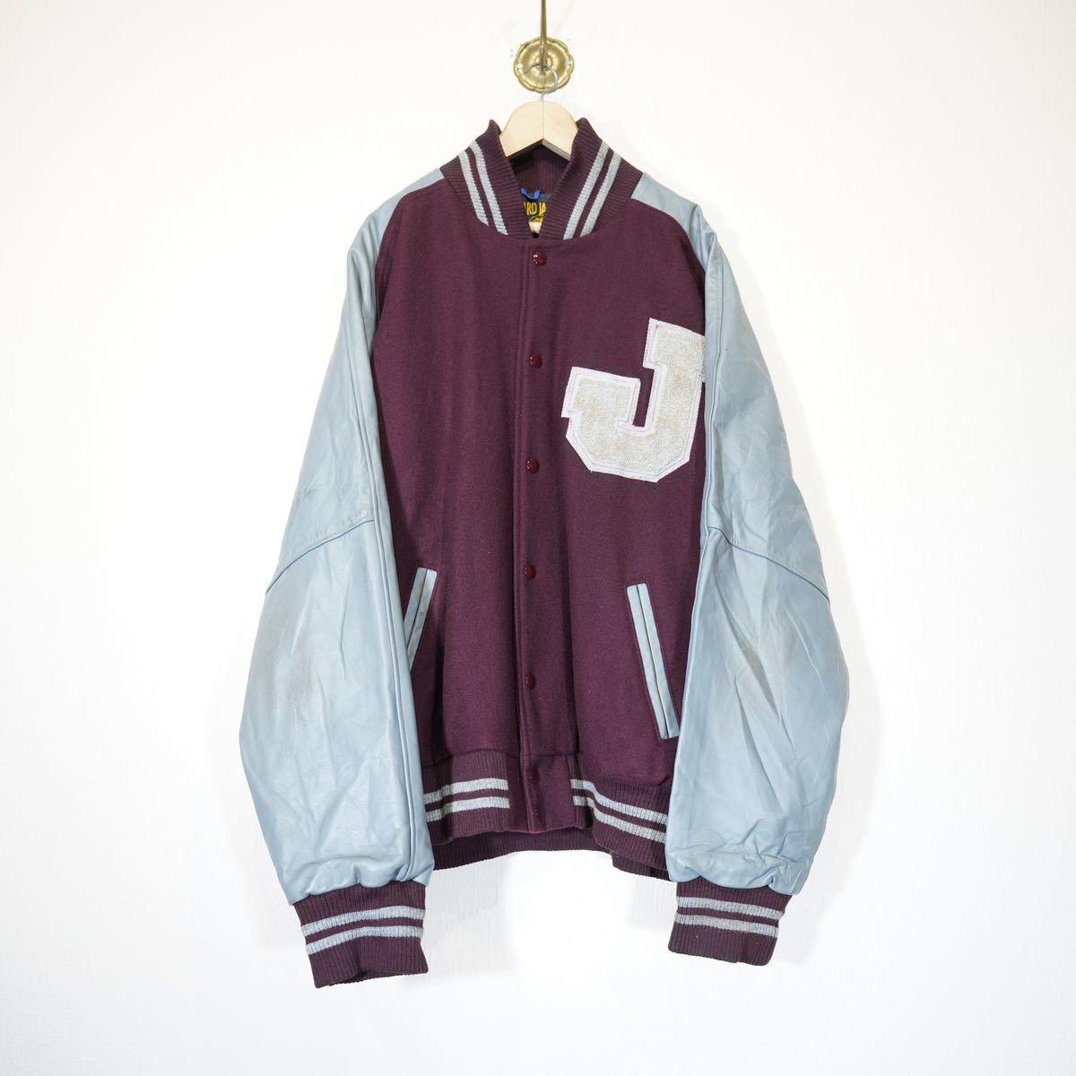 USA VINTAGE AWARD JACKET LETTERED LEATHER WOOL STADIUM JAMPER/アメリカ古着レタードレザーウールスタジャン