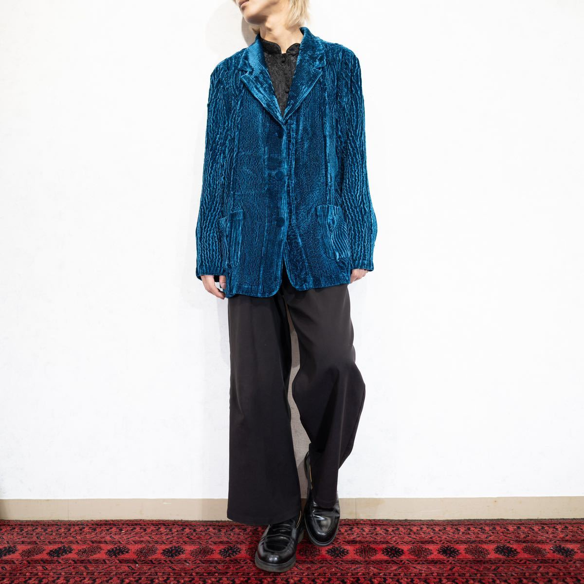 *SPECIAL ITEM* USA VINTAGE PLEATES DESIGN VELOUR TAILORED JACKET/アメリカ古着プリーツデザインベロアテーラードジャケット