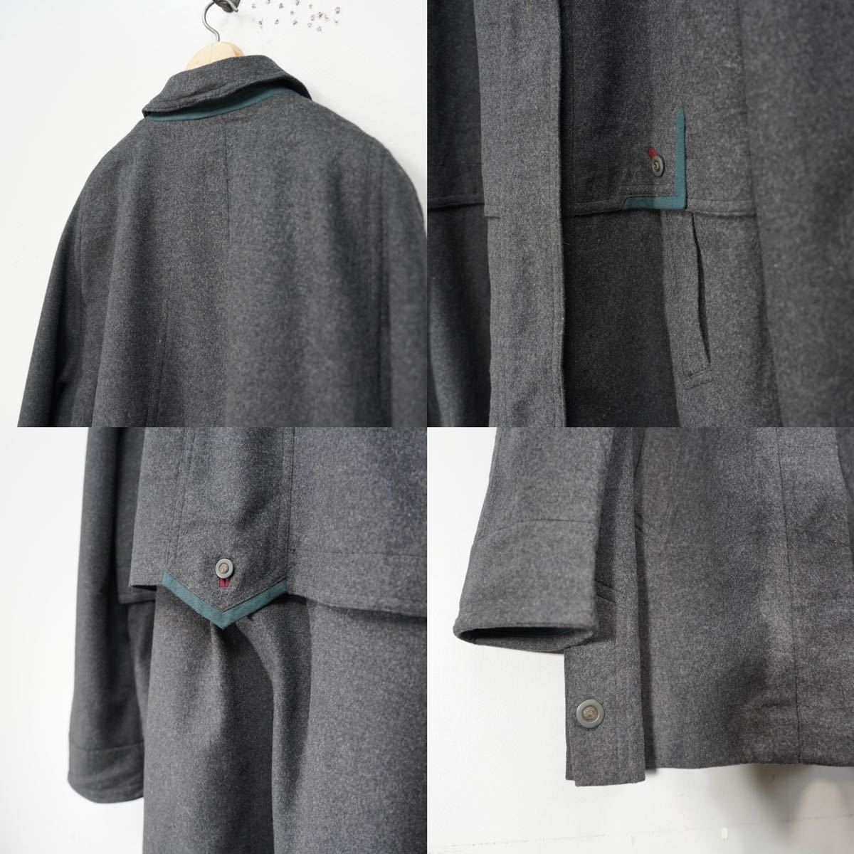 EU VINTAGE BARONIA DESIGN WOOL HALF COAT/ヨーロッパ古着デザインウールハーフコート_画像9