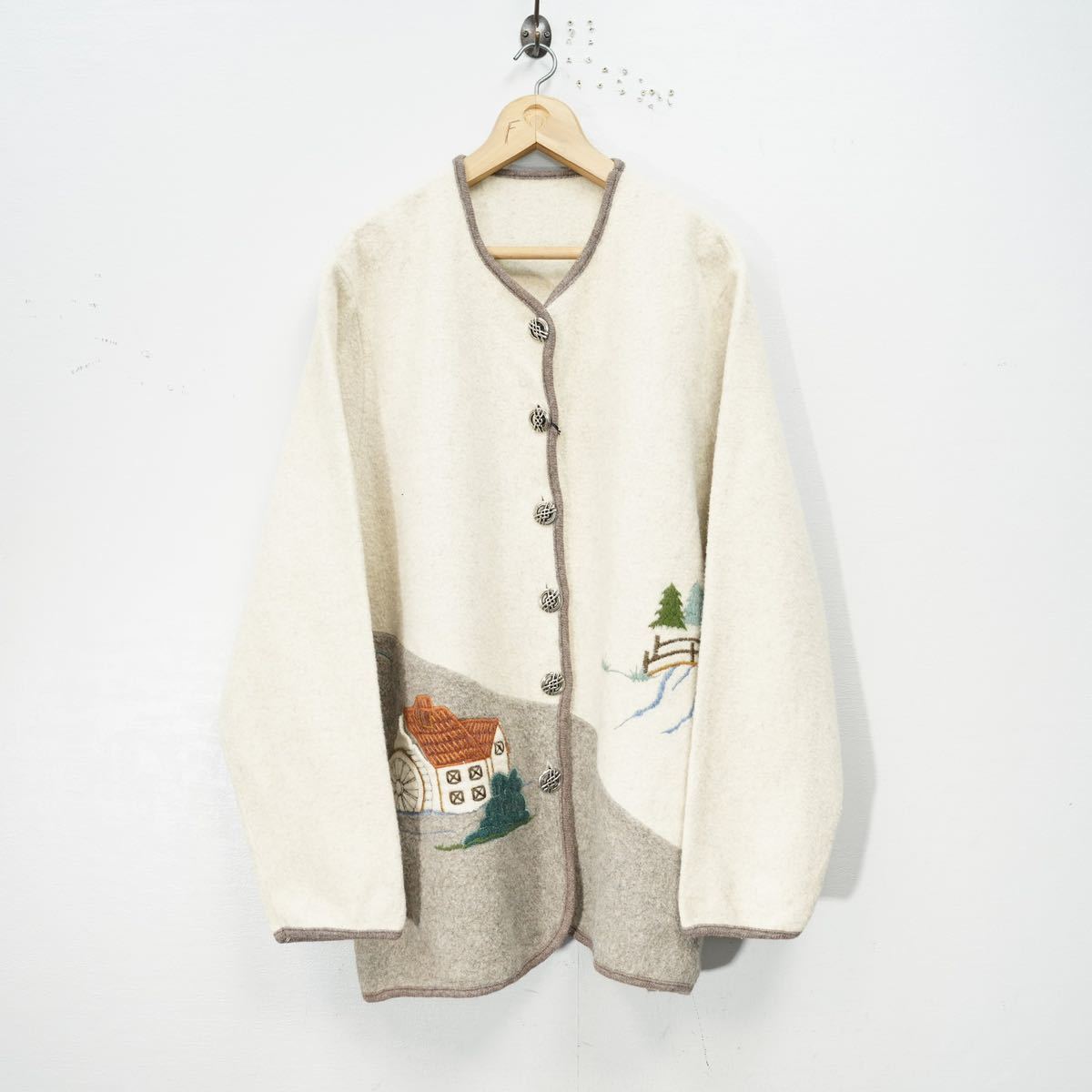 EU VINTAGE EMBROIDERY DESIGN WOOL TYROLEAN JACKET/ヨーロッパ古着刺繍デザインウールチロリアンジャケット_画像4