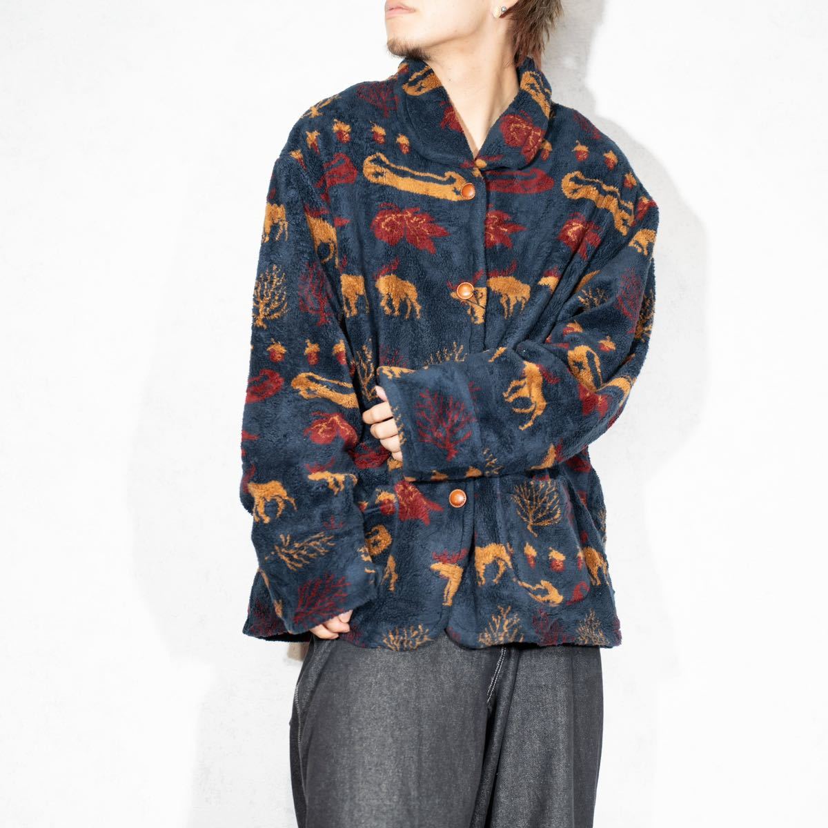 USA VINTAGE DENALI ANIMAL PATTERNED FLEECE JACKET/アメリカ古着アニマル柄フリースジャケット