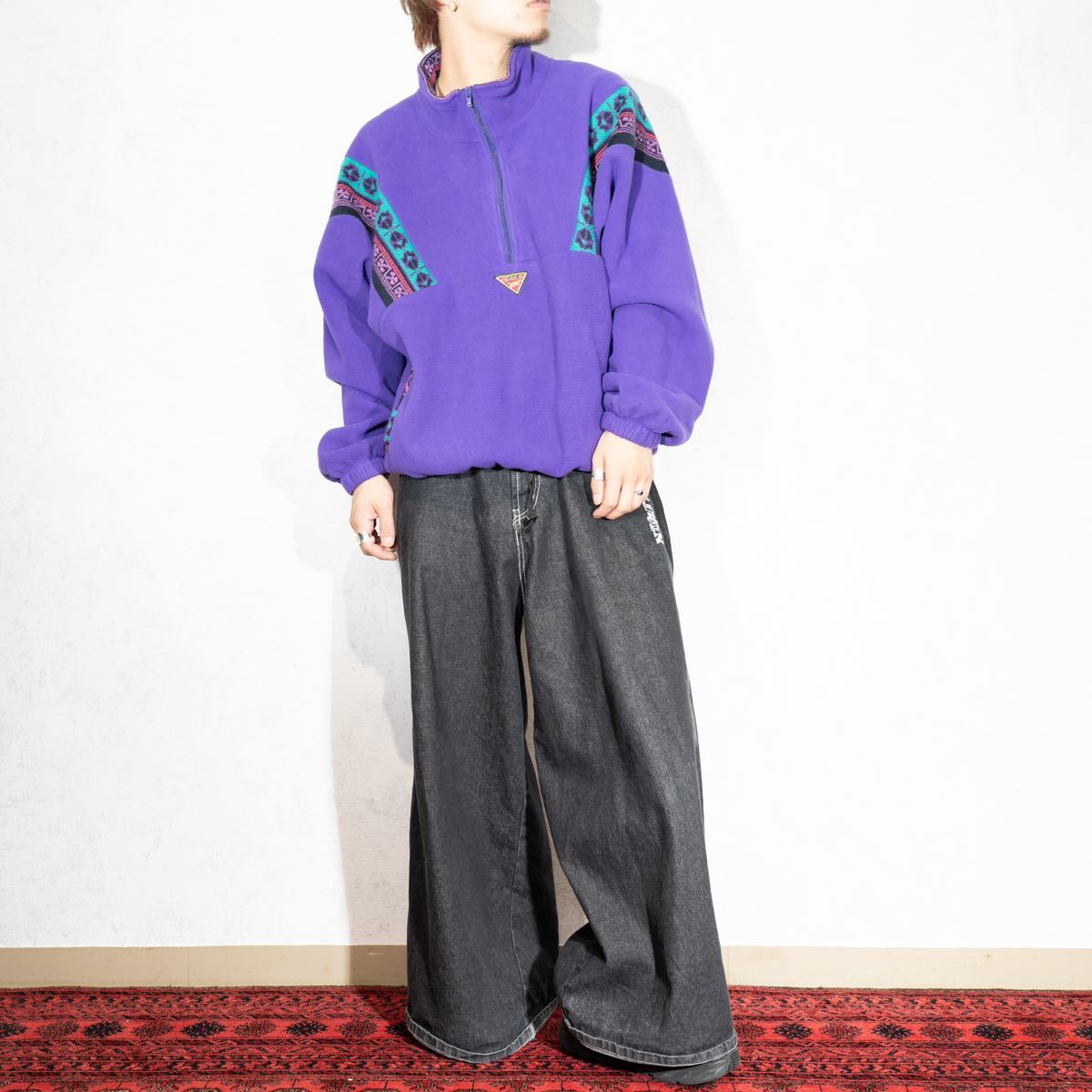 EU VINTAGE PERRI PATTERNED HALF ZIP DESIGN FLEECE JACKET EU VINTAGE PERRI PATTERNED HALF ZIP DESIGN FLEECE JACKET