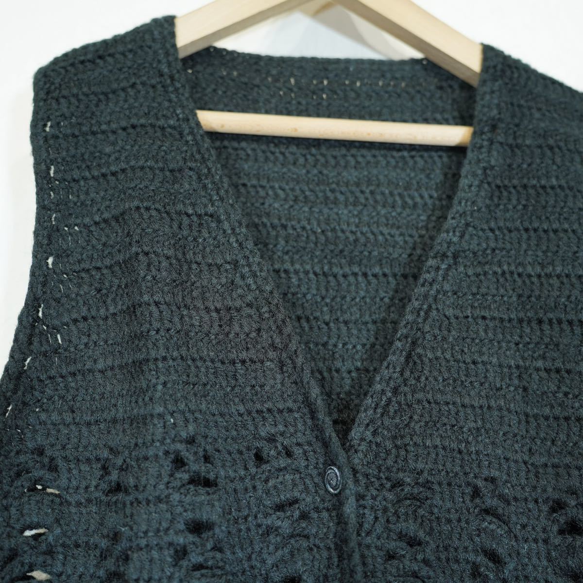 USA VINTAGE CROCHET DESIGN KNIT VEST/アメリカ古着鍵編みデザインニットベスト_画像6