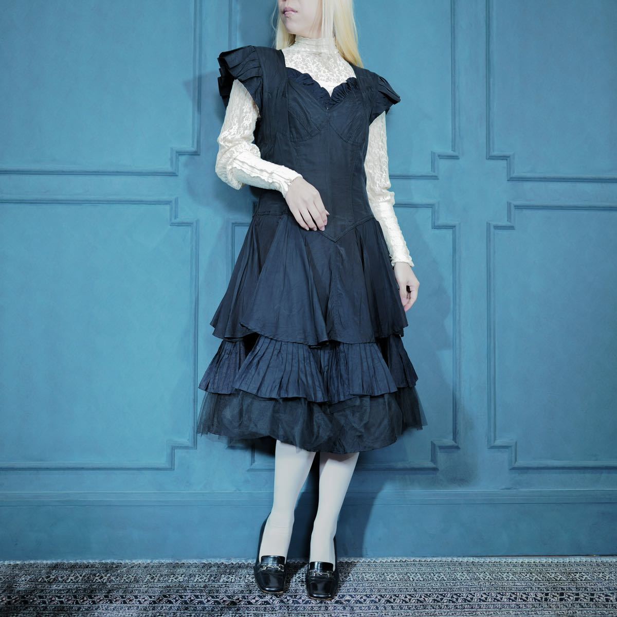 80's USA VINTAGE foxy LADY TIERED SKIRT DRESS ONE PIECE/アメリカ古着80年代ティアードスカートドレスワンピース