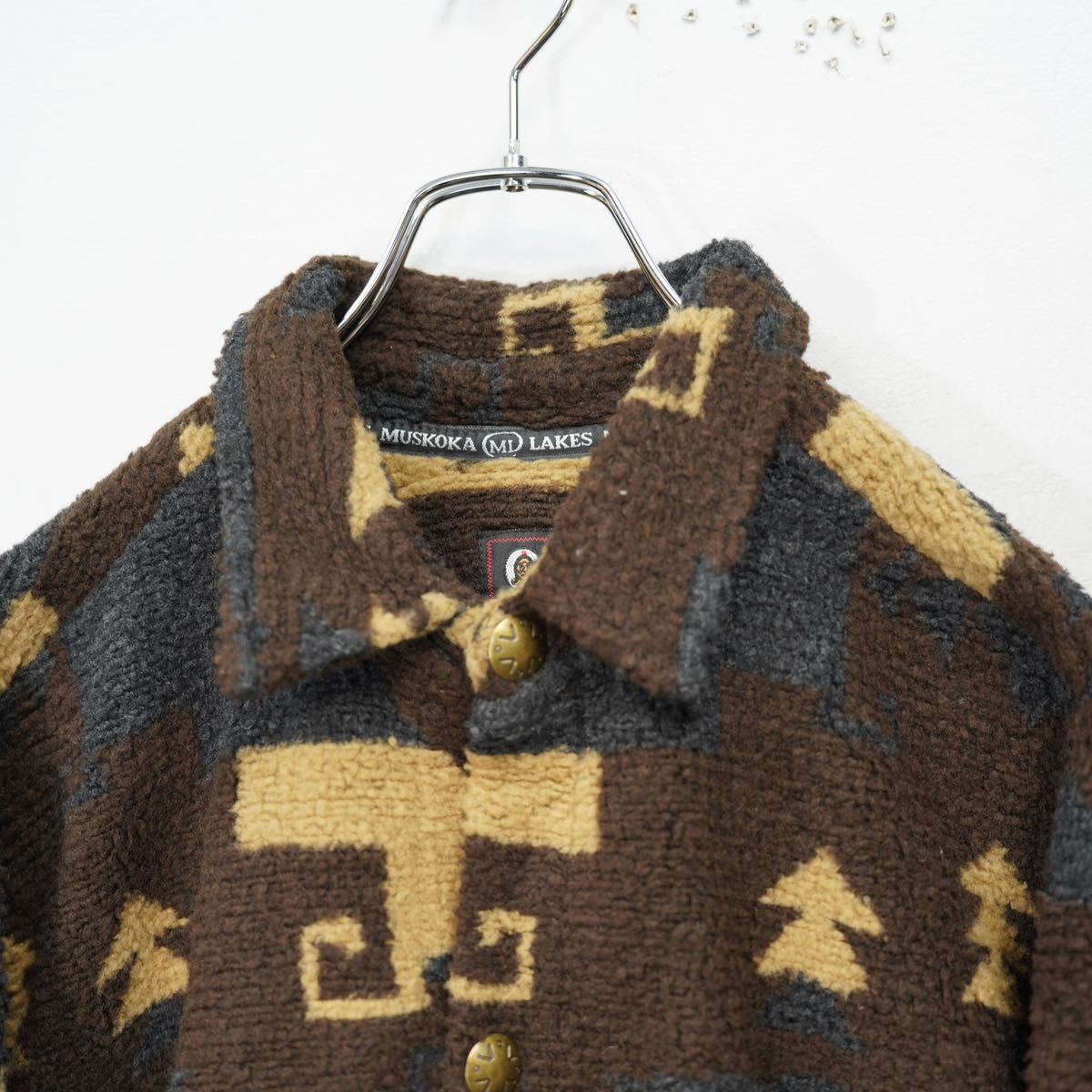 USA VINTAGE MUSKOKA NATIVE PATTERNED FLEECE JACKET/アメリカ USA VINTAGE MUSKOKA NATIVE PATTERNED FLEECE JACKET/アメリカ