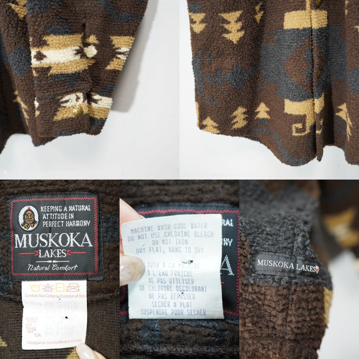 USA VINTAGE MUSKOKA NATIVE PATTERNED FLEECE JACKET/アメリカ USA VINTAGE MUSKOKA NATIVE PATTERNED FLEECE JACKET/アメリカ