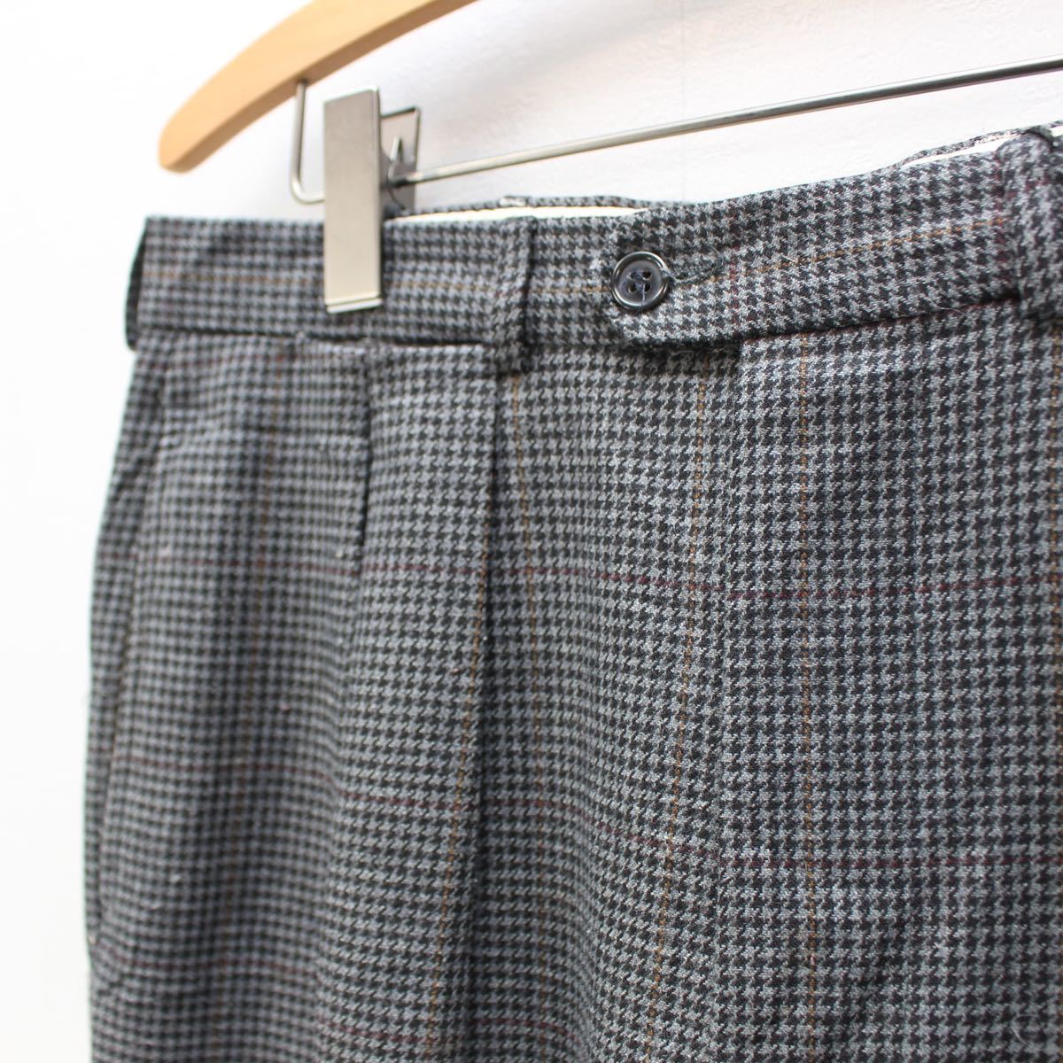 EU VINTAGE NEXT FOR MEN CHECK PATTERNED WOOL SLACKS PANTS MADE IN BELGIUM/ヨーロッパ古着チェック柄ウールスラックスパンツ