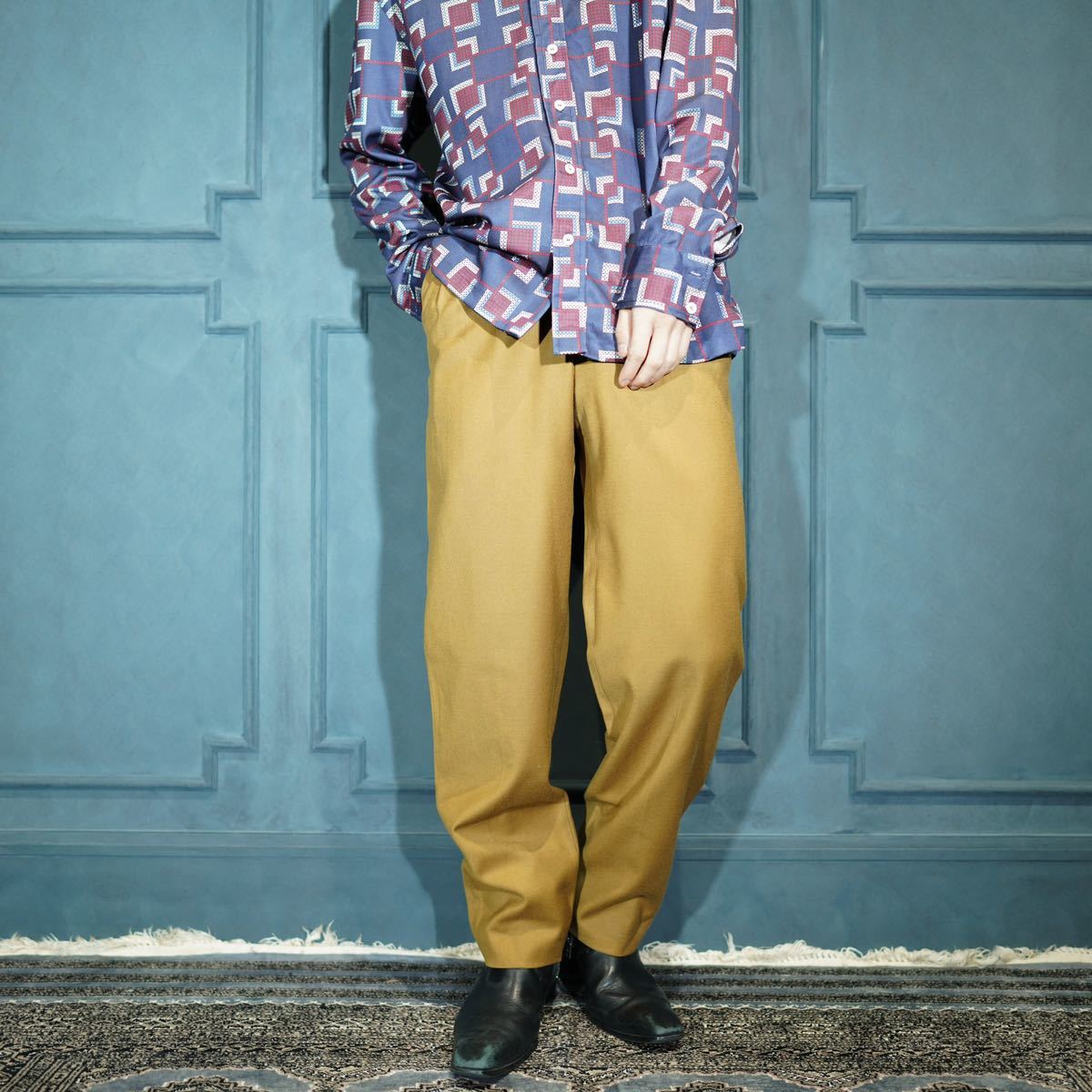 ラッピング無料】 EU VINTAGE seventy TUCK DESIGN WOOL SLACKS PANTS