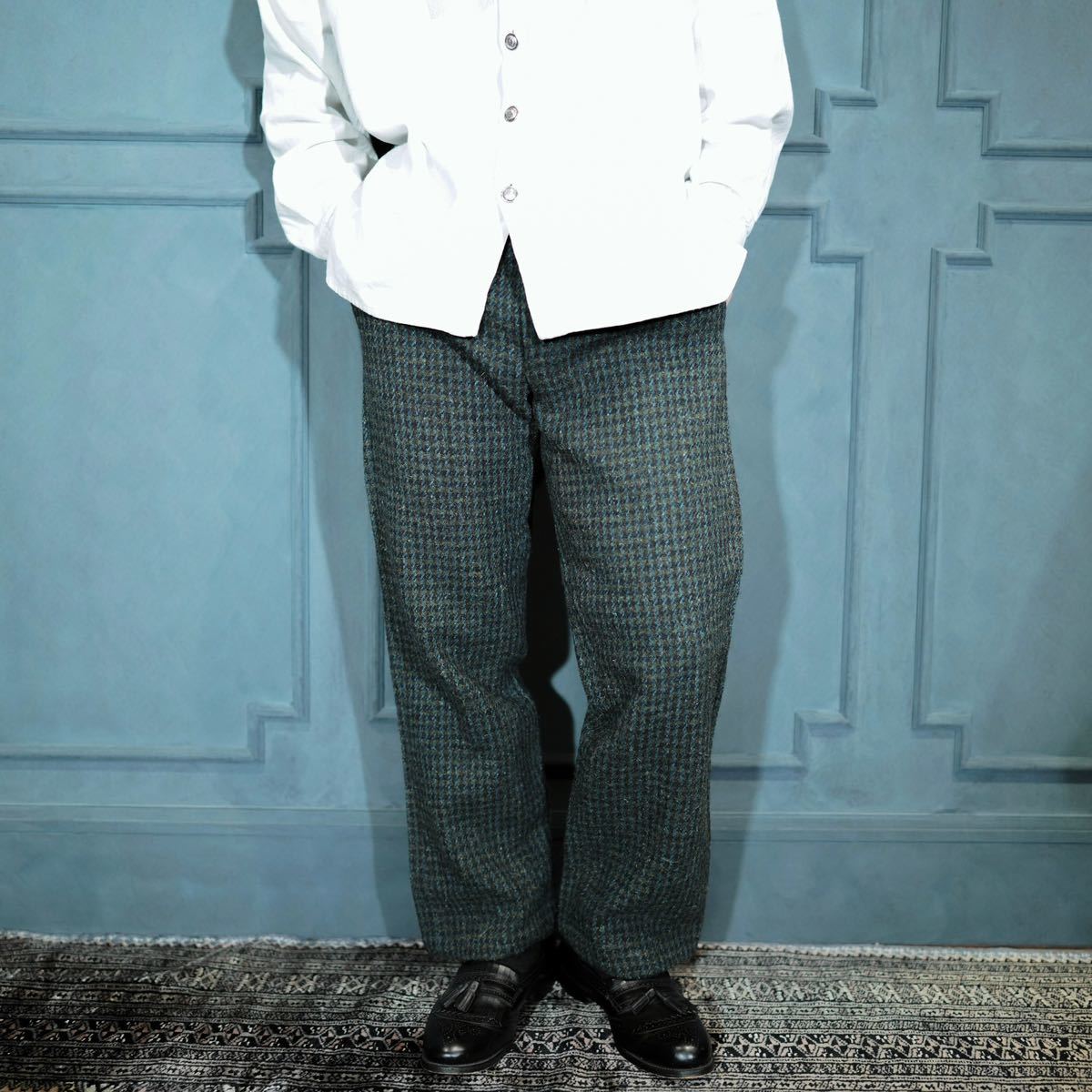 USA VINTAGE Harris Tweed HOUNDTOOTH PATTERNED TWEED SLACKS PANTS/アメリカ古着ハリスツイード千鳥格子柄ツイードスラックスパンツ