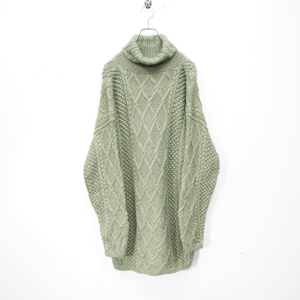 USA VINATGE J.CREW CABLE DESIGN HIGH NECK KNIT ONE PIECE/アメリカ古着ケーブルデザインハイネックニットワンピース_画像4