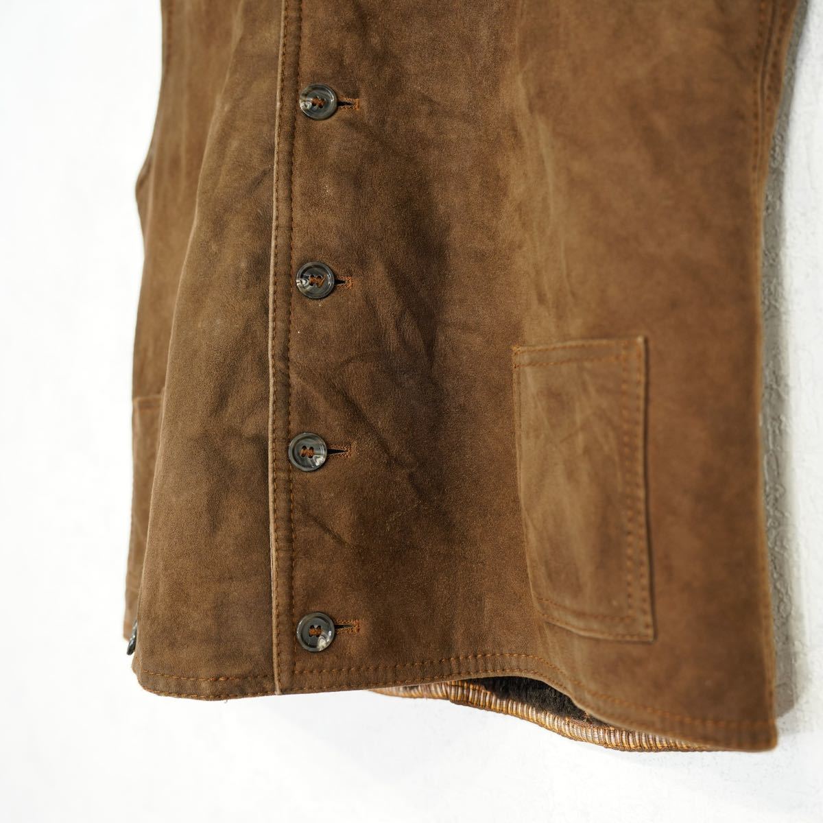 USA VINTAGE MOUTON LEATHER VEST/アメリカ古着ムートンレザーベスト_画像9