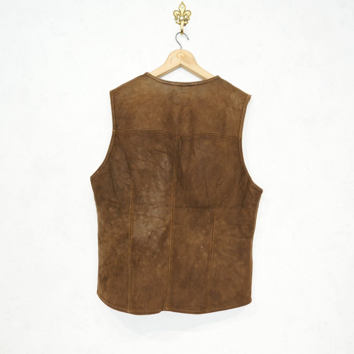 USA VINTAGE MOUTON LEATHER VEST/アメリカ古着ムートンレザーベスト_画像5