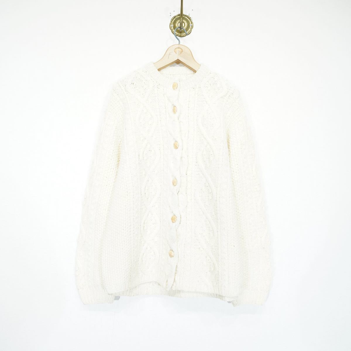 EU VINTAGE CABLE DESIGN KNIT CARDIGAN/ヨーロッパ古着ケーブルデザインニットカーディガン_画像4