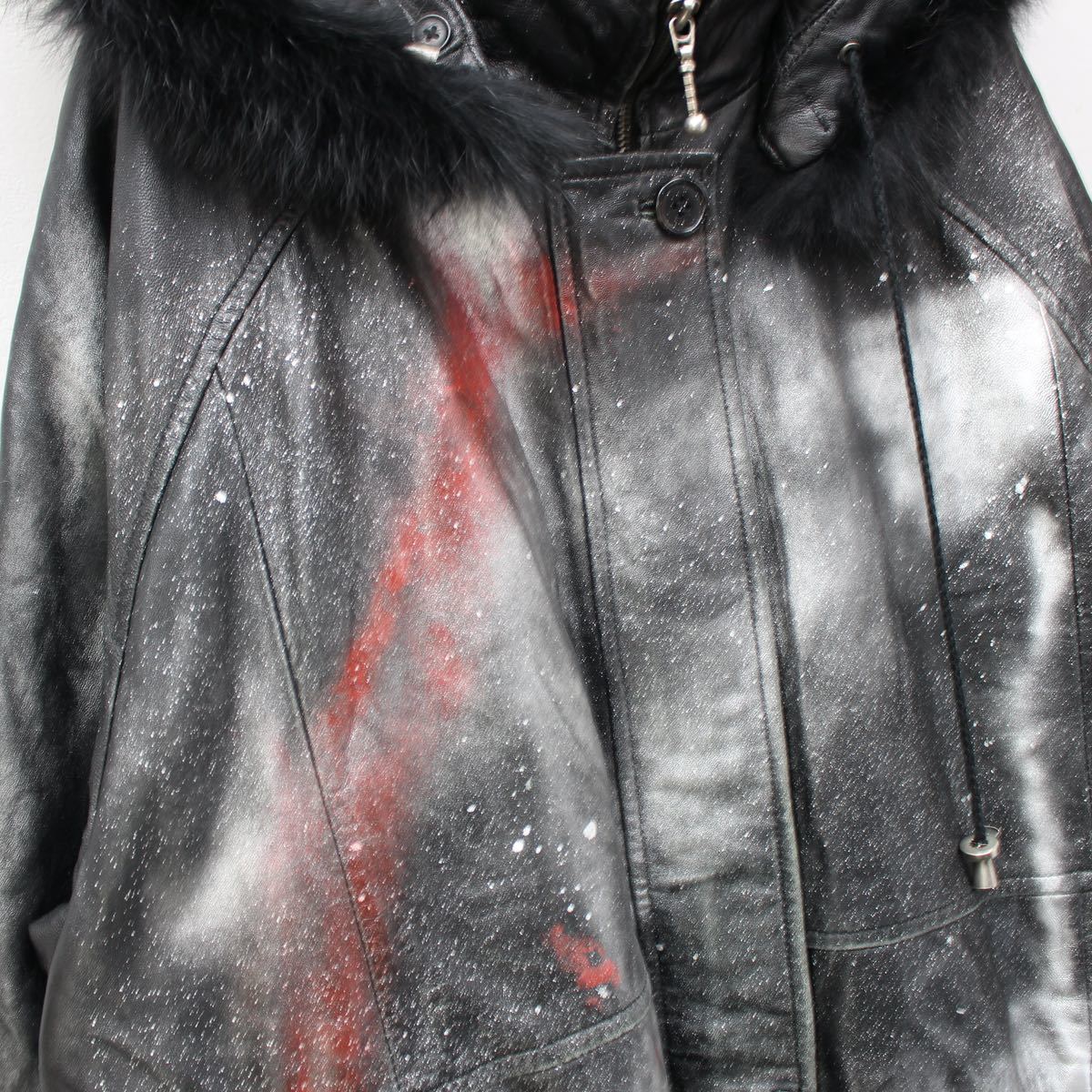 *SPECIAL ITEM* USA VINTAGE KOMITOR PAINT DESIGN LEATHER MODS COAT/アメリカ古着ペイントデザインレザーモッズコート