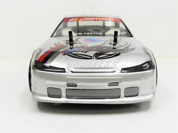 ☆ターボ機能付き☆ 2.4GHz 1/10 ドリフトラジコンカー ニッサン Ｓ15 シルビア タイプ 銀/赤【塗装済み完成品・フルセット】