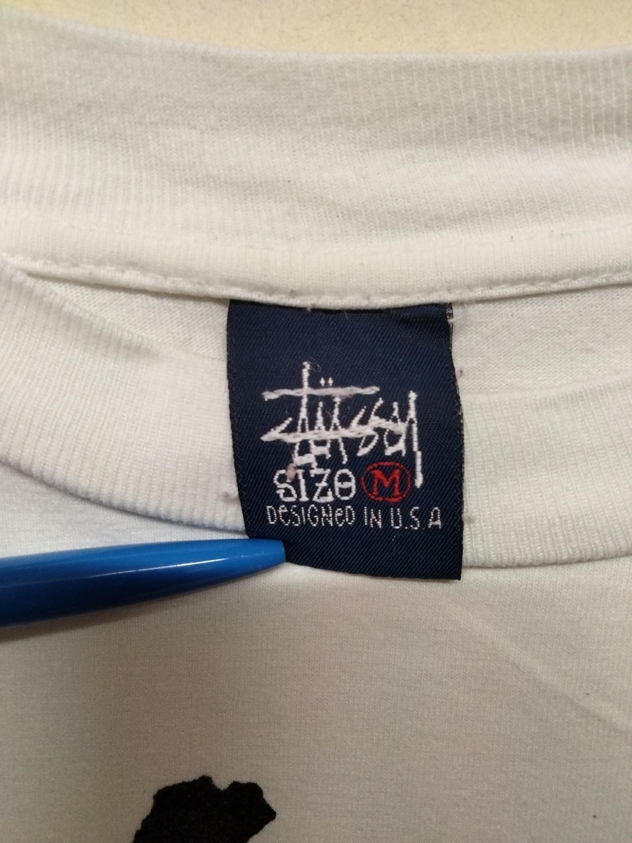 90s オールド stussy USA製 Tシャツ ステゥーシー メンズ Ｍサイズ USメイド STUSSY 古着 半袖Tシャツ ワールドツアー_画像4