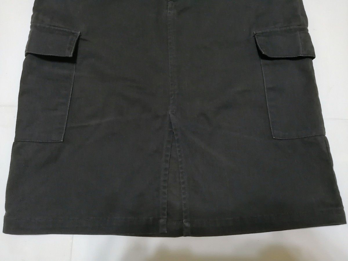 【SALE 1290→1090円】無印良品　 コットン ストレッチ　カーゴ　スカート　W61cm チャコール グレー