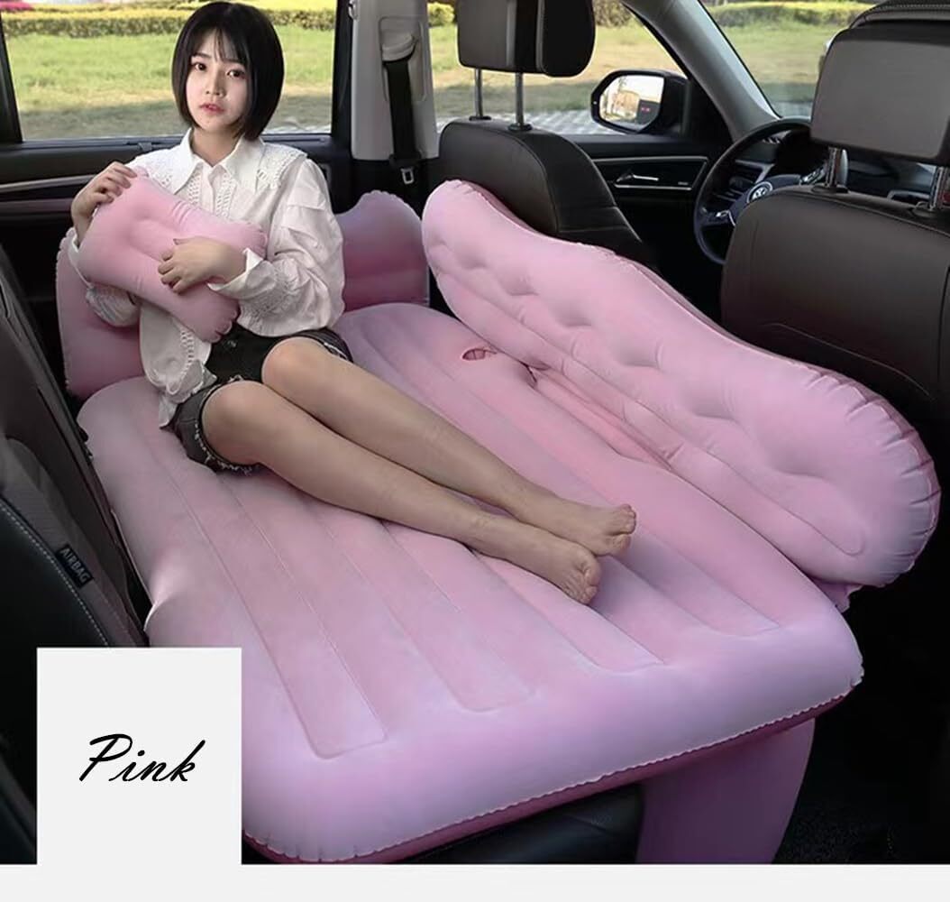 車中泊 マット 車中泊ベッド 車用ベッド エアーベッドキット 後部座席用 コンパクト 分離可能 収納便利 多機能 快適空間 仮眠(Pink)_画像2