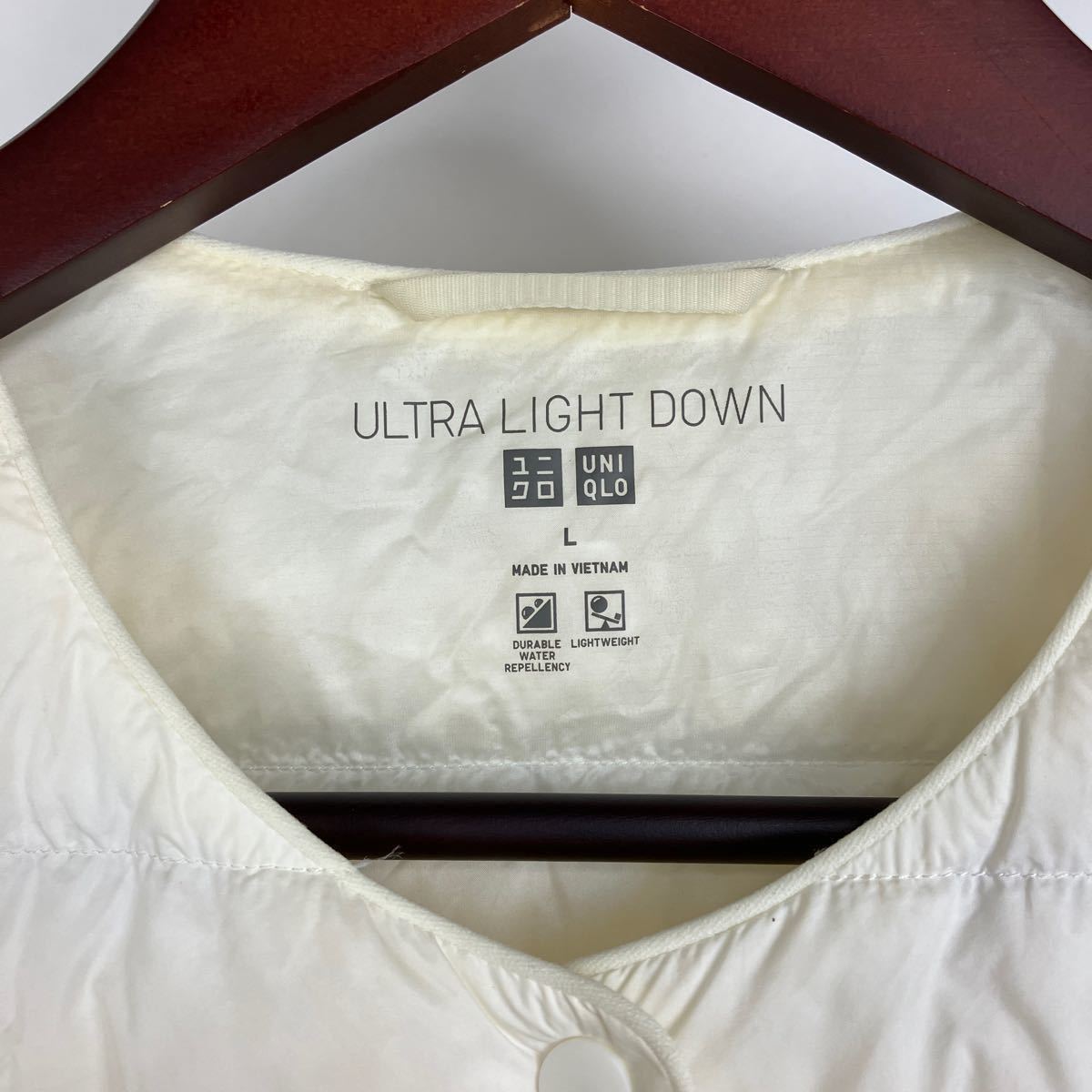 UNIQLO ユニクロ ウルトラライトダウンジャケット 軽量ダウンジャケット コンパクトダウンジャケット レディース Lサイズ ホワイト FA007
