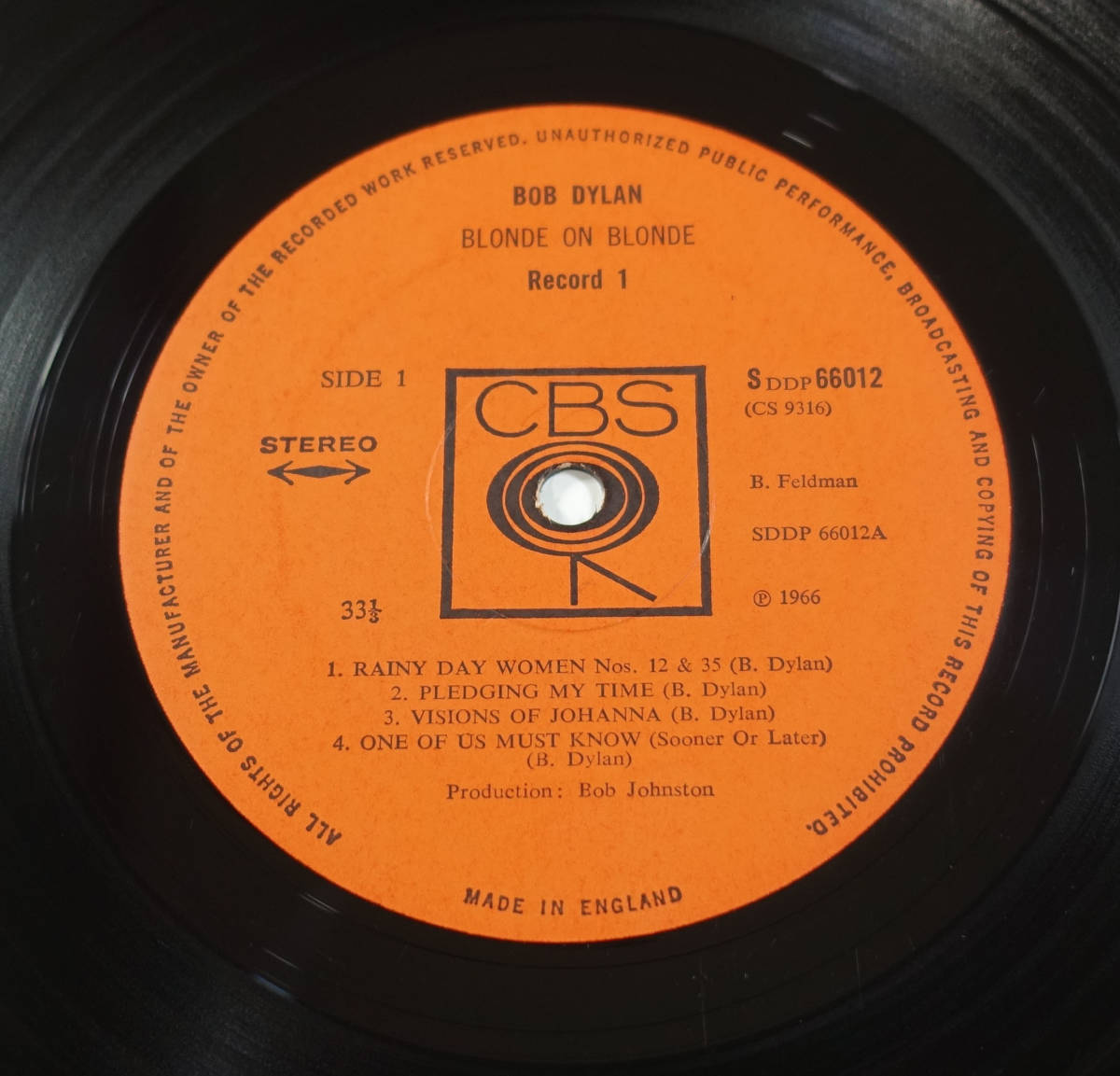 極美! UK Original 初回 CBS SDDP BLONDE ON BLONDE / Bob Dylan MAT:A1/?/C3/D1 _画像5