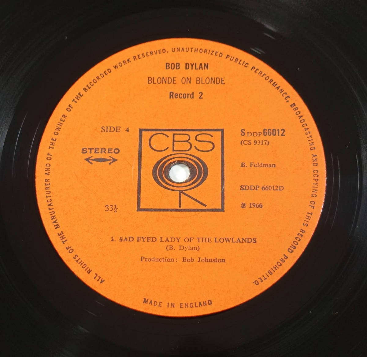 極美! UK Original 初回 CBS SDDP BLONDE ON BLONDE / Bob Dylan MAT:A1/?/C3/D1 _画像8