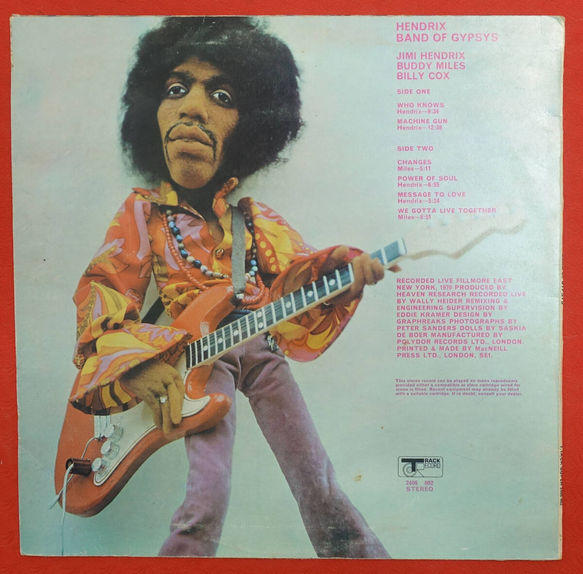 極美! UK Original 初回 TRACK 2406002 BAND OF GIPSIES / Jimi Hendrix MAT: A1/B1_画像2