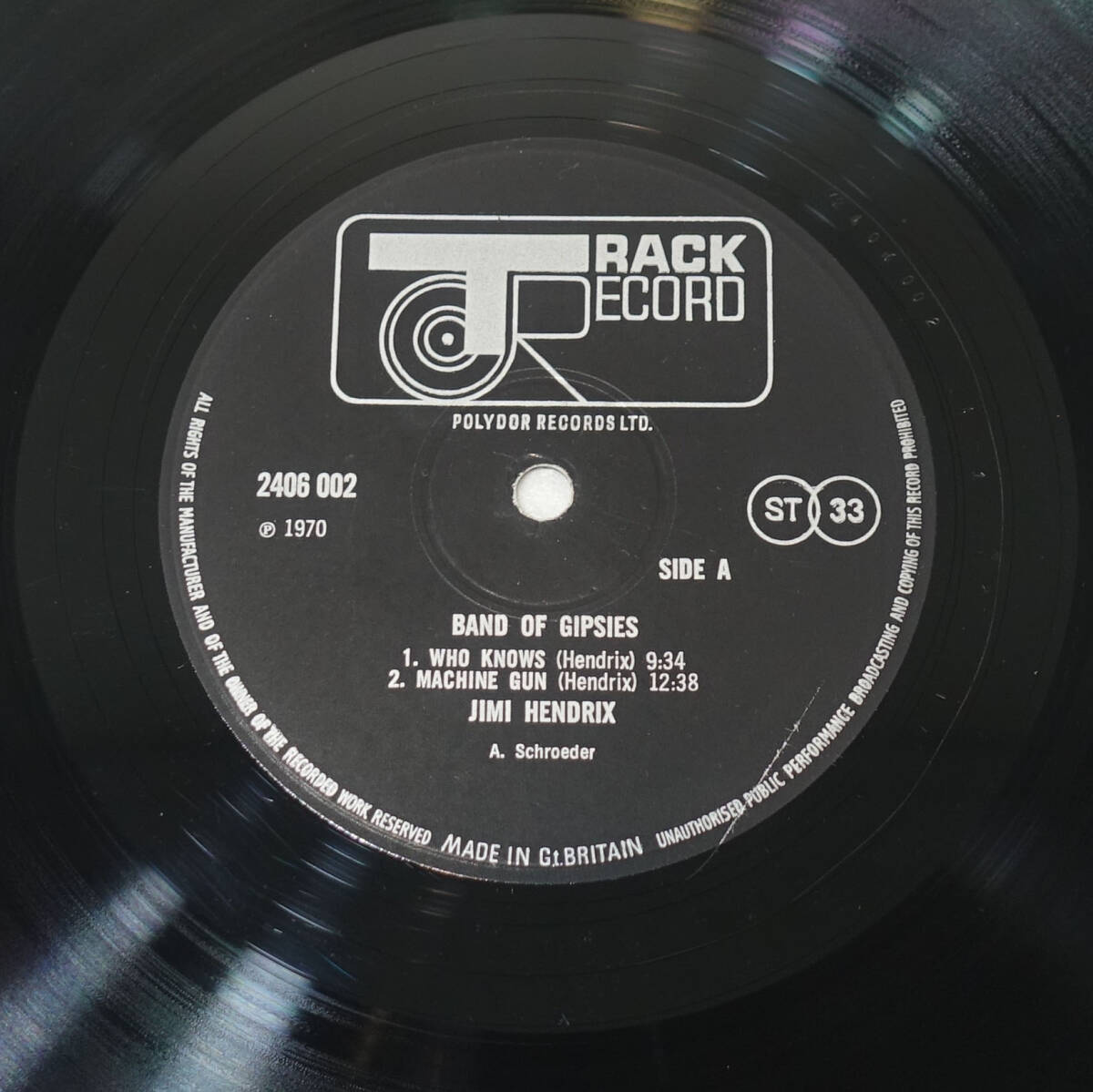 極美! UK Original 初回 TRACK 2406002 BAND OF GIPSIES / Jimi Hendrix MAT: A1/B1_画像7