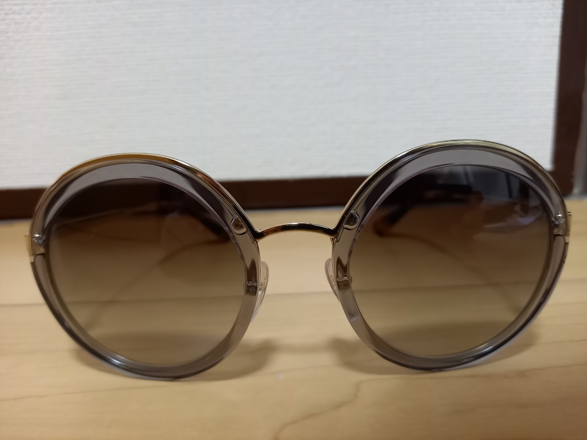 中古　美品　PRADA プラダ サングラス ラウンド クリア ゴールド SPR50T 5423 BRU-4S1 140 2N イタリア製 _画像2