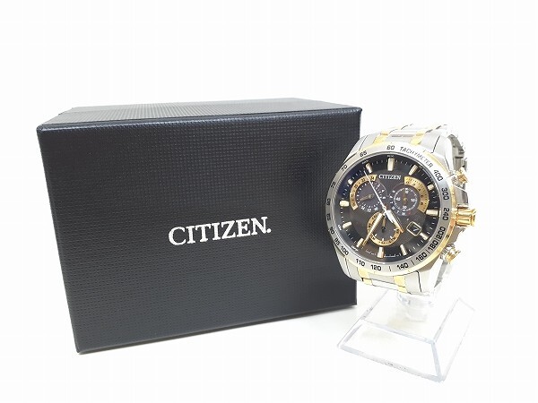 T248-N36-1205 稼働 CITIZEN シチズン E610-S104840 ブラック文字盤 メンズ クオーツ 腕時計 箱あり 現状品③_画像1