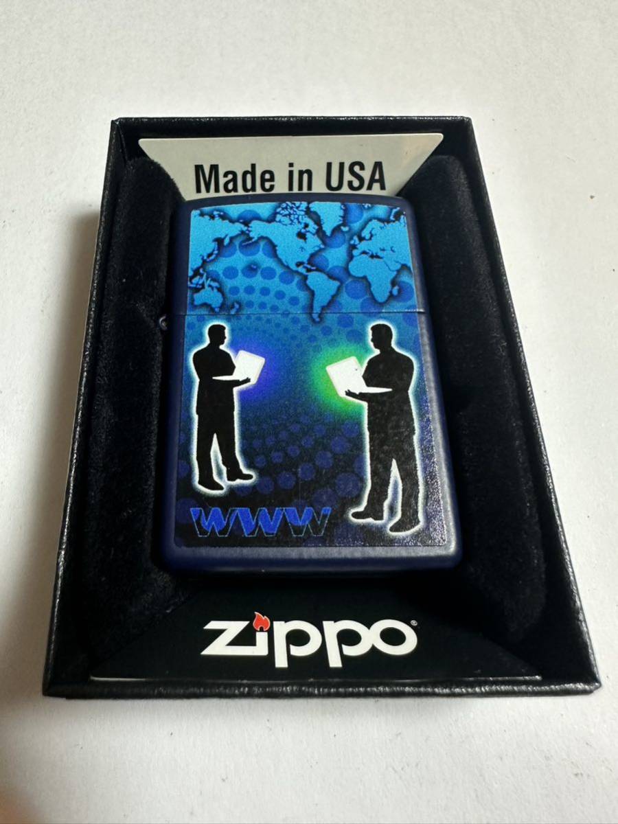 ZIPPO (ジッポ) USA製 オイルライター ケース入り 2017年製 火花確認済 世界とインターネット_画像1