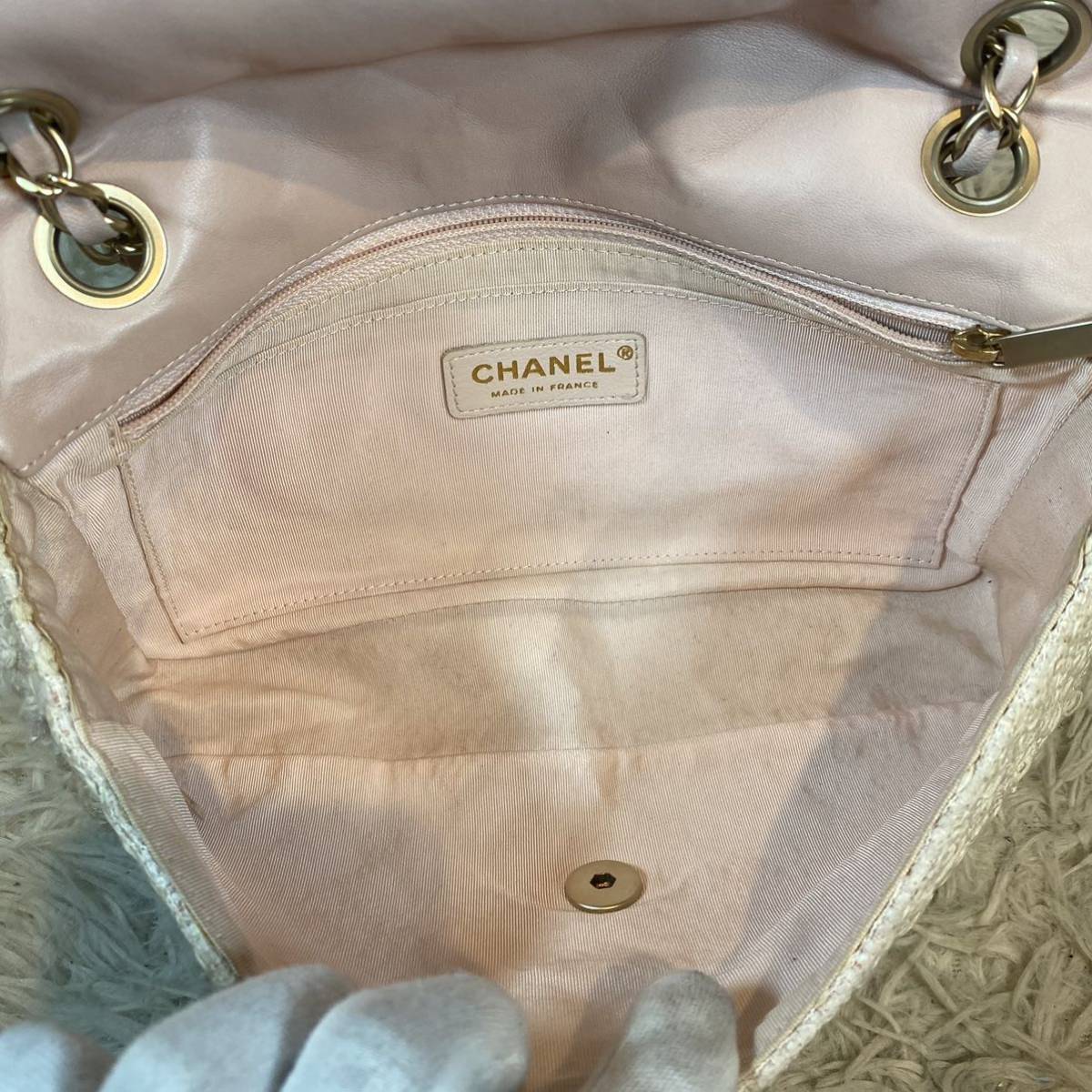 売り切り　限定モデル　CHANEL シャネル　ツイード　チェーンショルダー　ターンロック　2way 斜め掛け可　ピンク　13番台　シール有_画像6