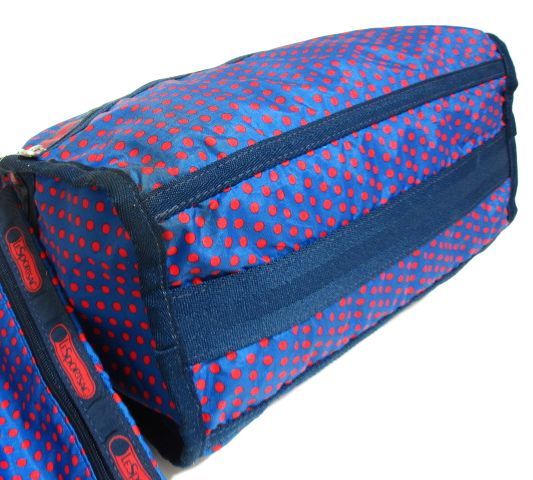 美品 LeSportsac レスポートサック スモール ボストン 7384 SMALL WEEKENDER ネイビードット _画像6