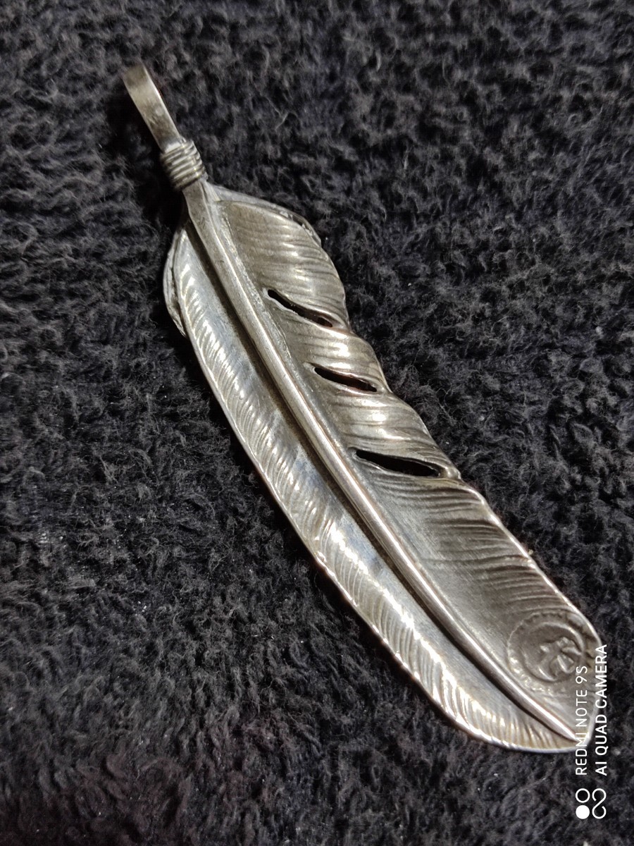  Goro's goro\'s on silver gold . turquoise &tataki metal attaching extra-large feather 
