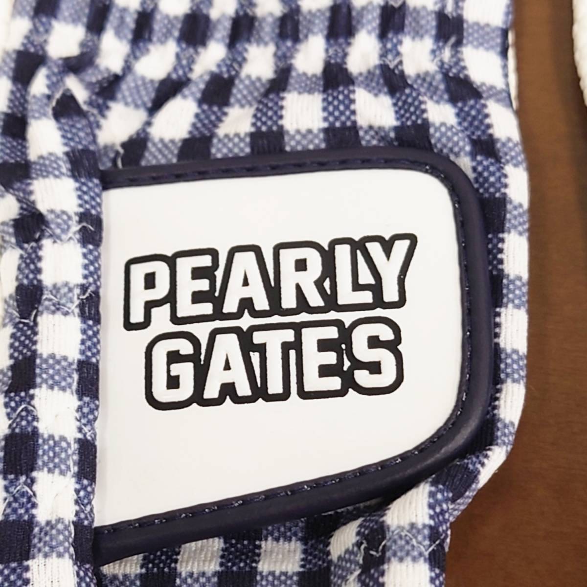 PEARLY GATES◆ゴルフ グローブ SSサイズ 両手用 紺チェック柄 指先カット ネイルOK パーリーゲイツ_画像3