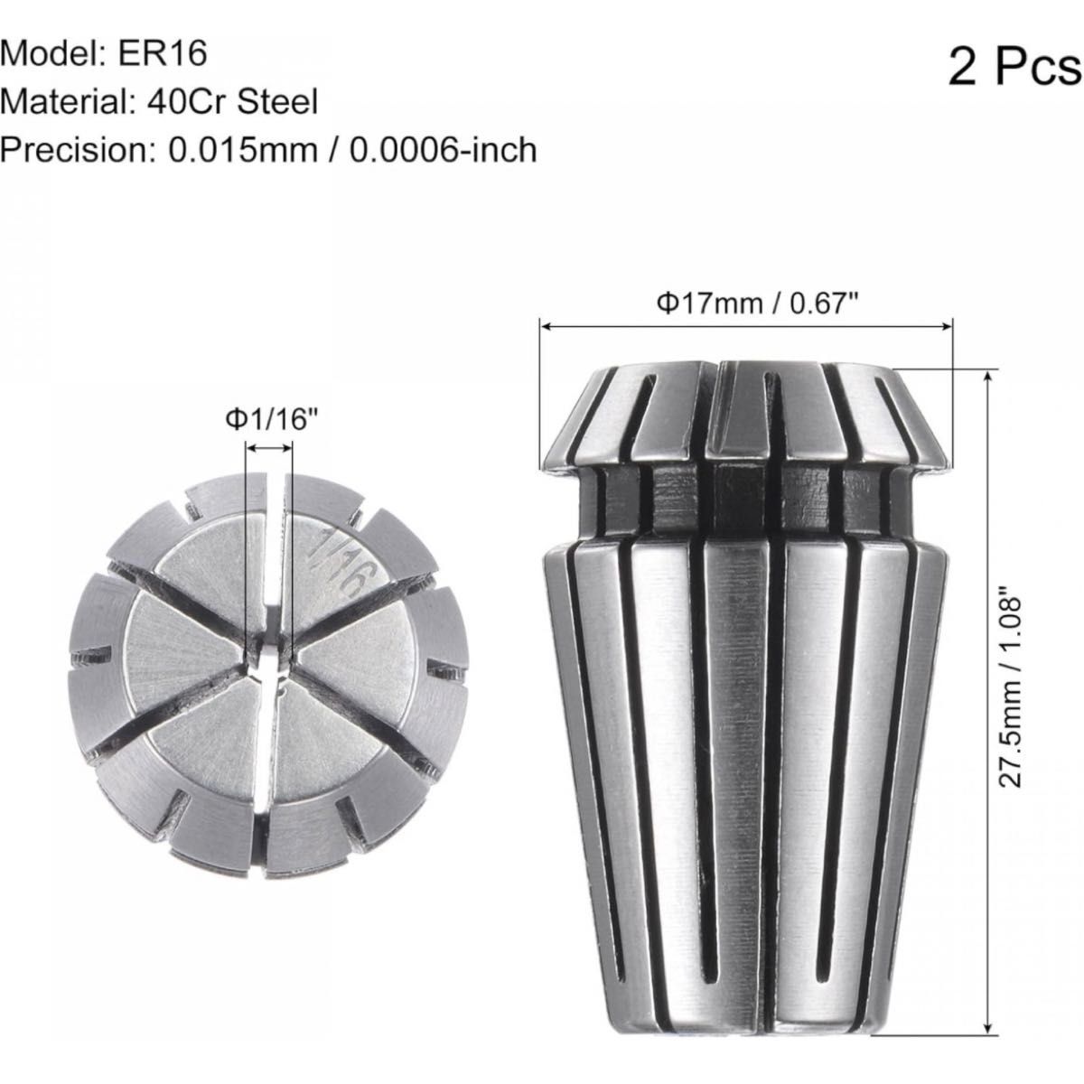 uxcell ER16スプリングコレット 1.5mmチャック 精度0.015mm 材質40Cr鋼 CNC彫刻機旋盤フライス盤用