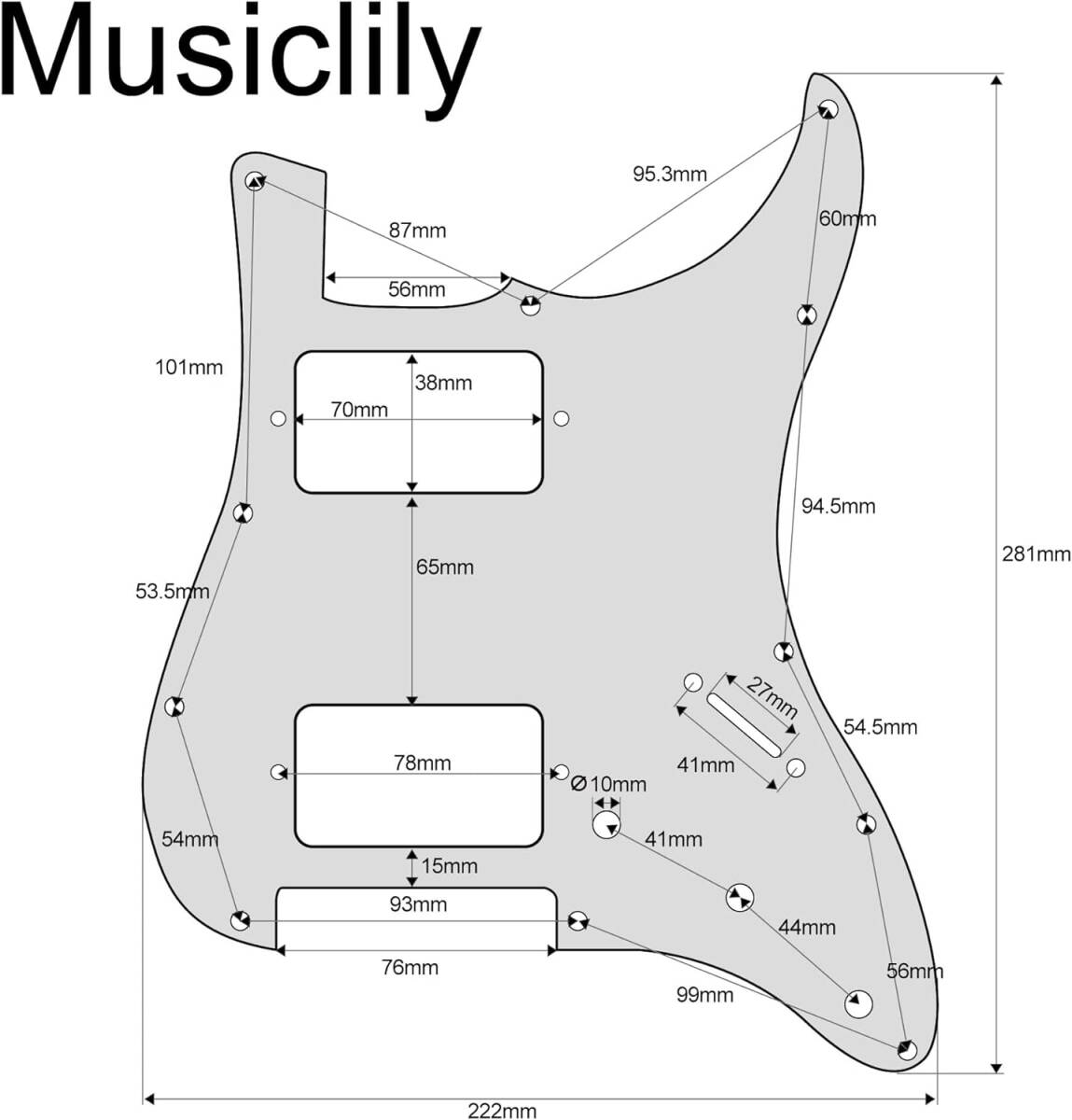 3プライクリーム Musiclily Pro 11穴 HH USA/メキシコストラトキャスターギター用ピックガード、3プライクリー_画像2