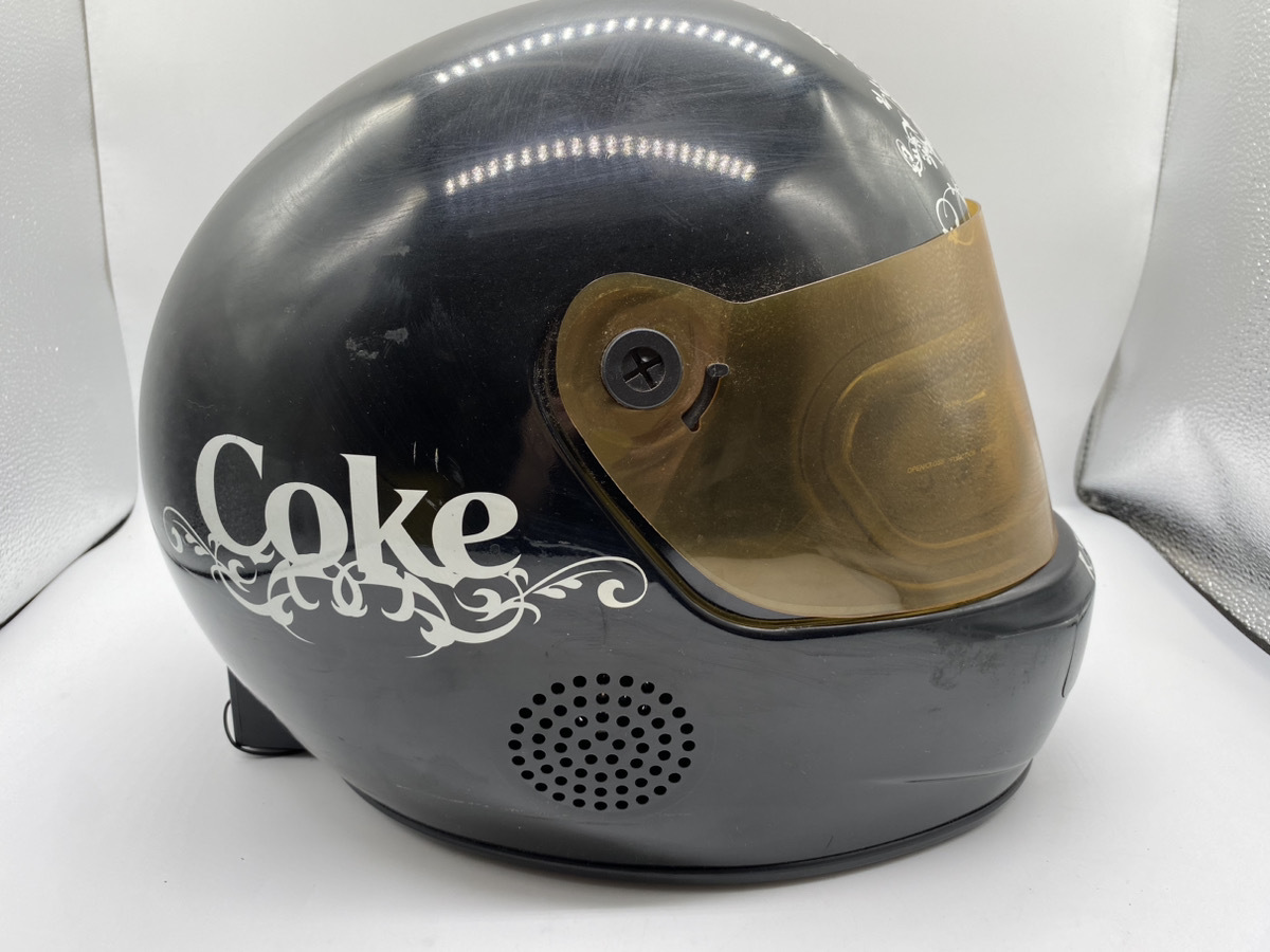 2456-01★cocacola コカ・コーラ ヘルメット型 CD/ラジオプレイヤー ブラック アンティーク【現状品】★_画像4