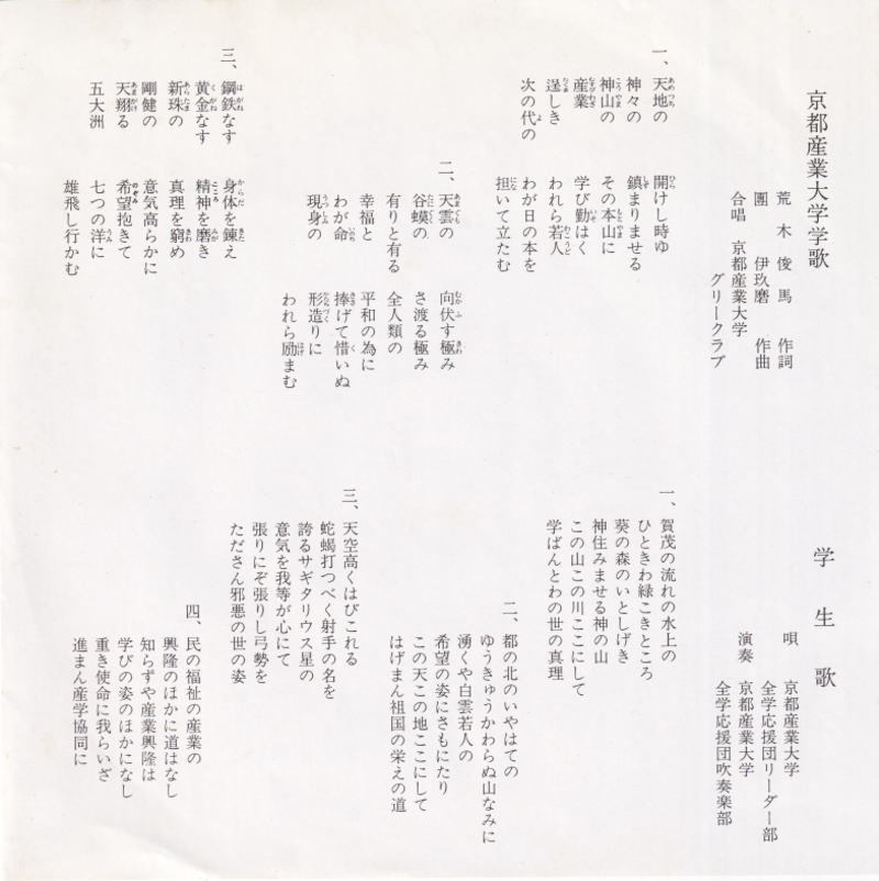 京都産業大学 名門大学 校歌 応援団 吹奏楽 荒木俊馬 團伊玖磨_画像3