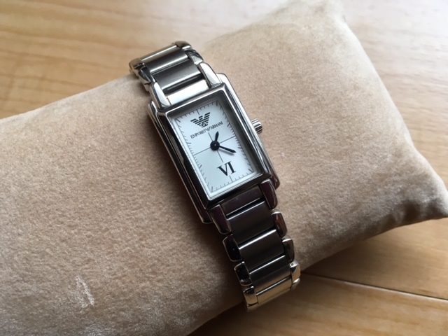  excellent good design EMPORIO ARMANI Emporio Armani AR-5542 square silver original breath quarts lady's wristwatch 