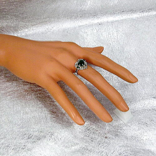 送料無料!未使用アンティーク調な緑めのうのシルバー925製リング2!_画像5