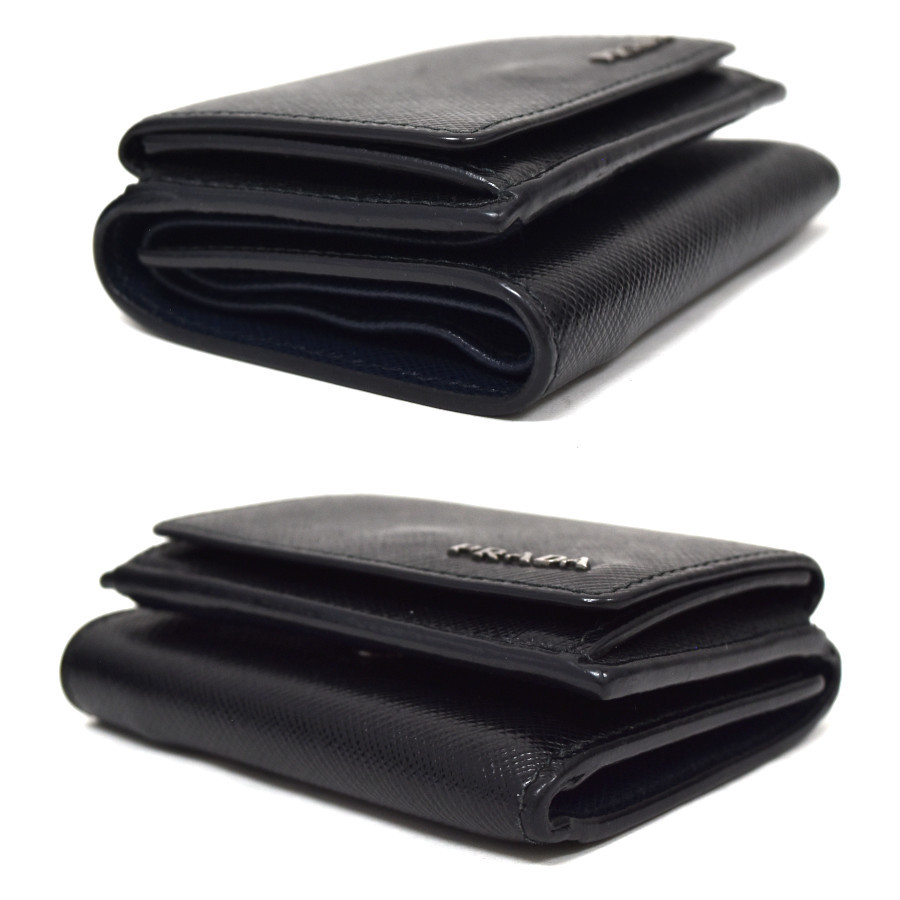 新品同様 プラダ 三つ折り財布 サフィアーノ コンパクトウオレット 2MH021 ユニセックス ブラック PRADA_画像5