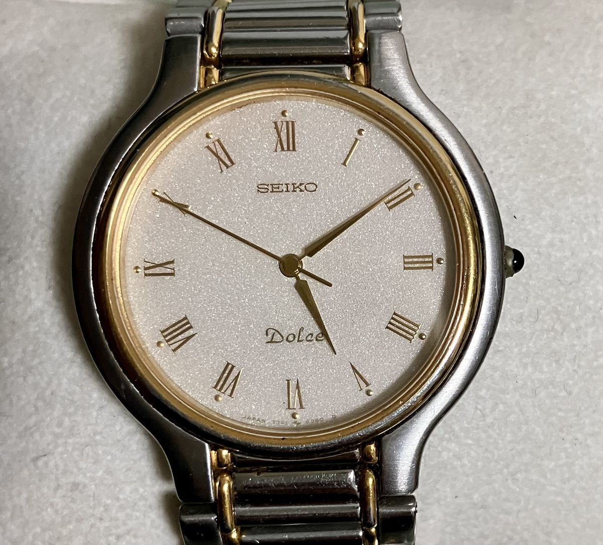 ★稼動品★SEIKO セイコー/DOLCE ドルチェ★7741-6050★アイボリー文字盤★純正ベルト★クオーツ★メンズ腕時計★_画像1