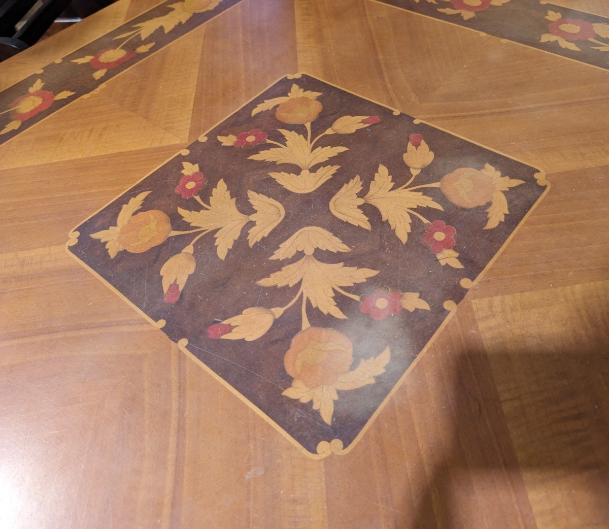 イタリア製 サイドテーブル コーヒーテーブル ナイトテーブル 飾り台 象嵌細工 花台 アンティーク ビンテージ　(02126_画像3