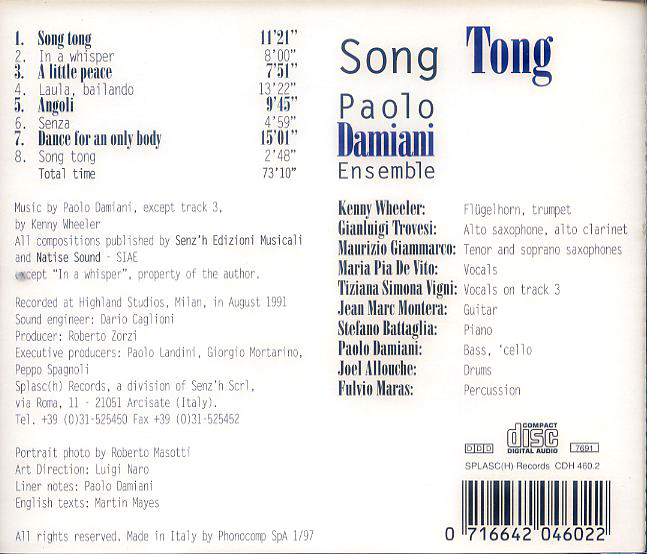 Paolo Damiani Ensemble | Song Tong | Kenny Wheeler (Splasc(H)_画像2